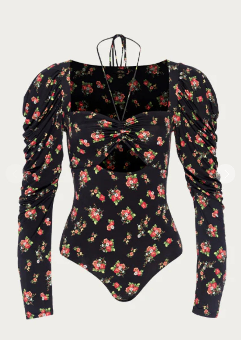 AFRM Coppelia Bodysuit - Noir Garden Rose