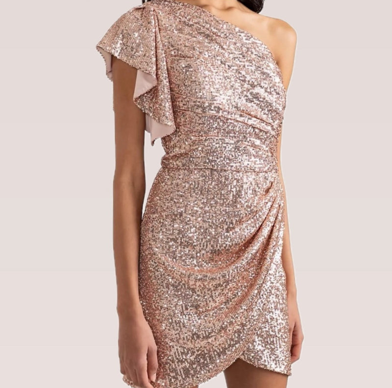 Shoshanna Dahlia Sequin One-Shoulder Dress