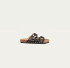 Claris Virot Odette Sandals - Black Python W/Silver Studs