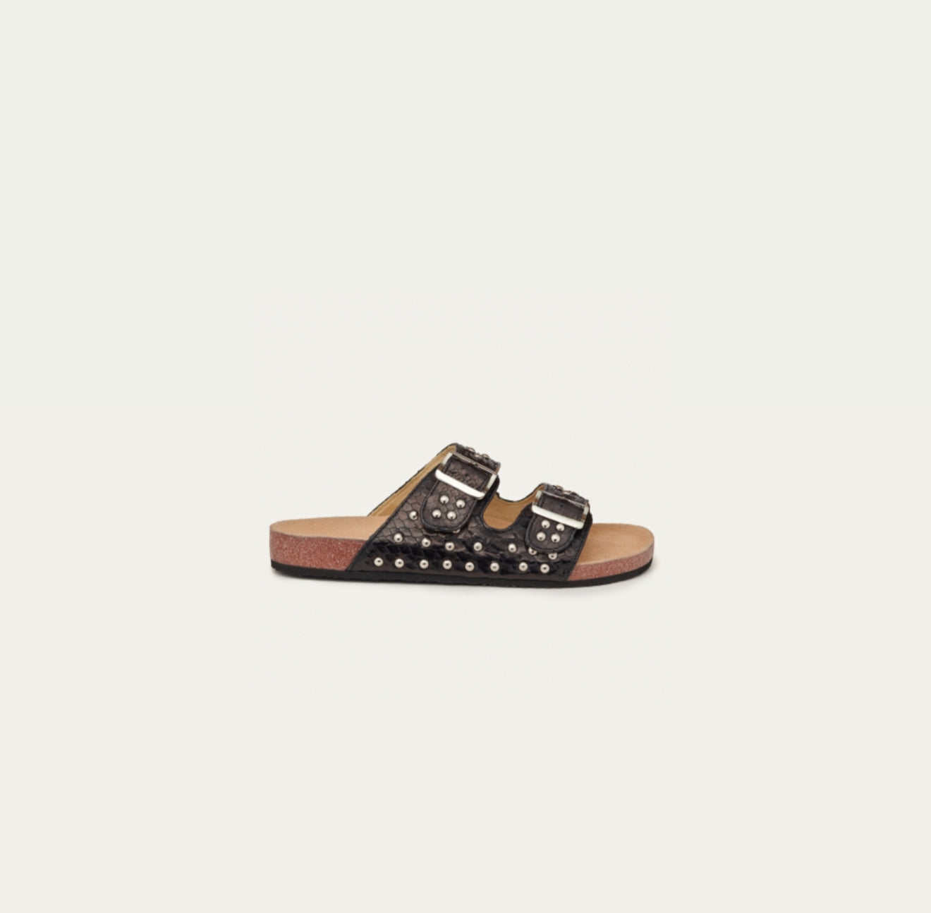 Claris Virot Odette Sandals - Black Python W/Silver Studs