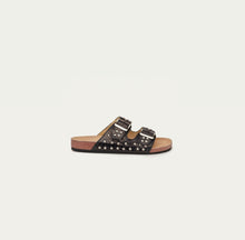 Claris Virot Odette Sandals - Black Python W/Silver Studs