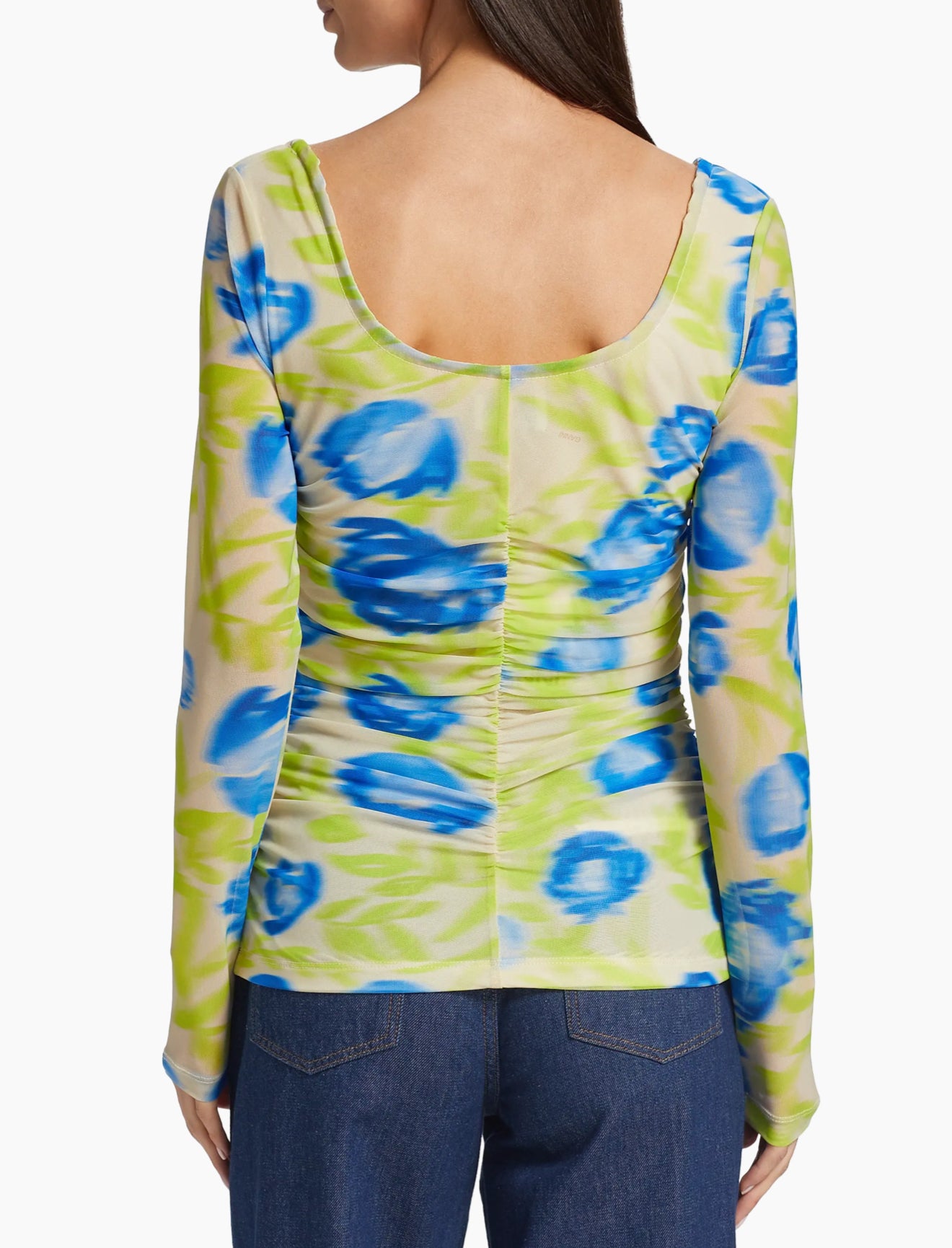 GANNI Floral‎ Mesh Scoop Neck Top