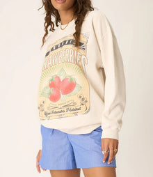 Project Social T Strawberries Oversized Sweatshirt - Brushed Bone