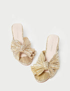 Loeffler Randall Emilia Pleated Bow Heel - Gold