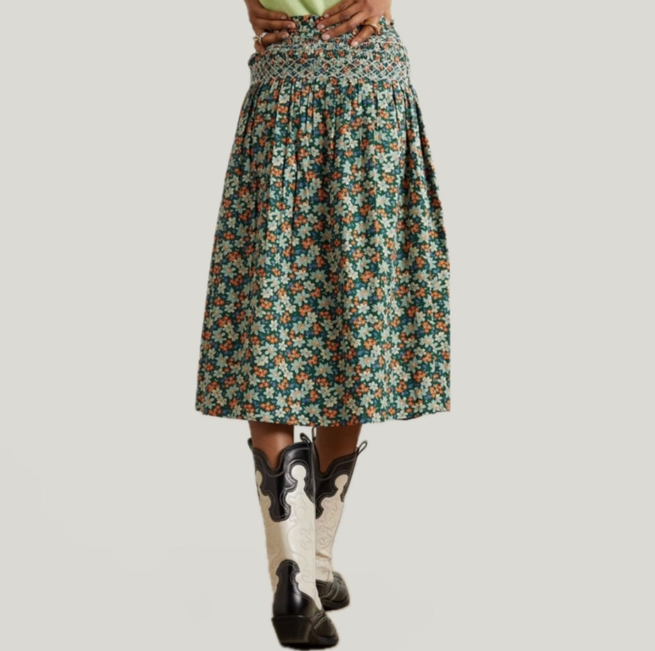 Sea New York Peggy Floral Print Voile Skirt - Forest