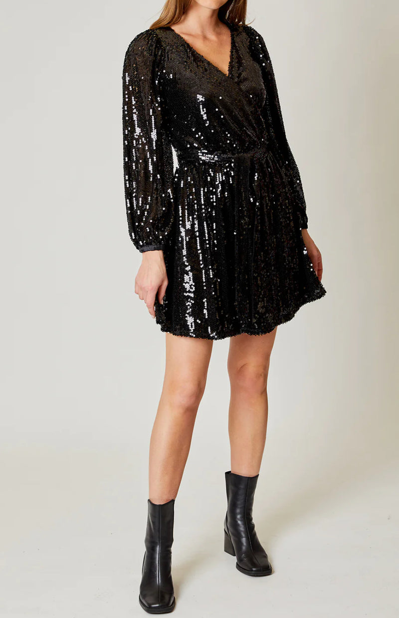 Design History Sequin Wrap Dress - Black