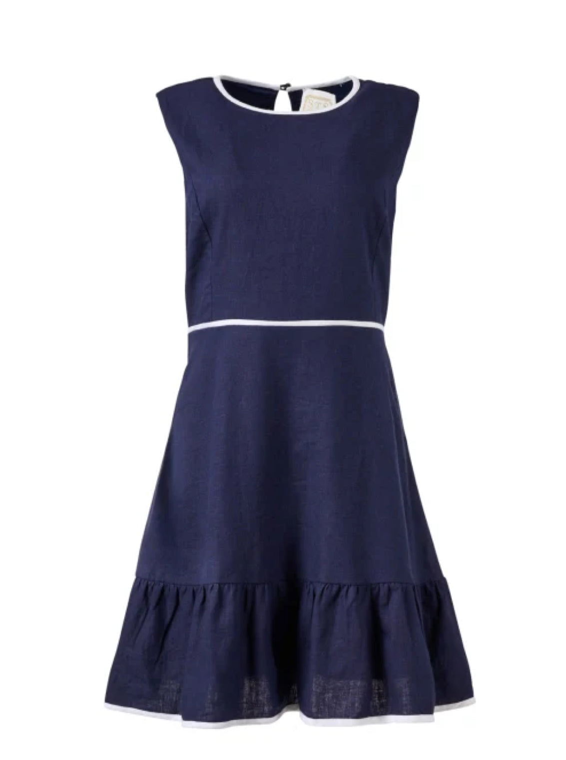 Sail To Sable Navy Ruffle Hem Dress