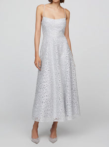 THEIA Sleeveless Tulle Dress - French Silver