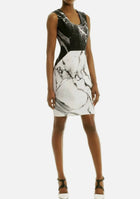 Robert Rodriguez Carrara Contrast Marble Print Dress