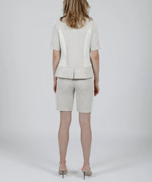 Hilton Hollis Mini Houndstooth Shorts - Beige/Silver