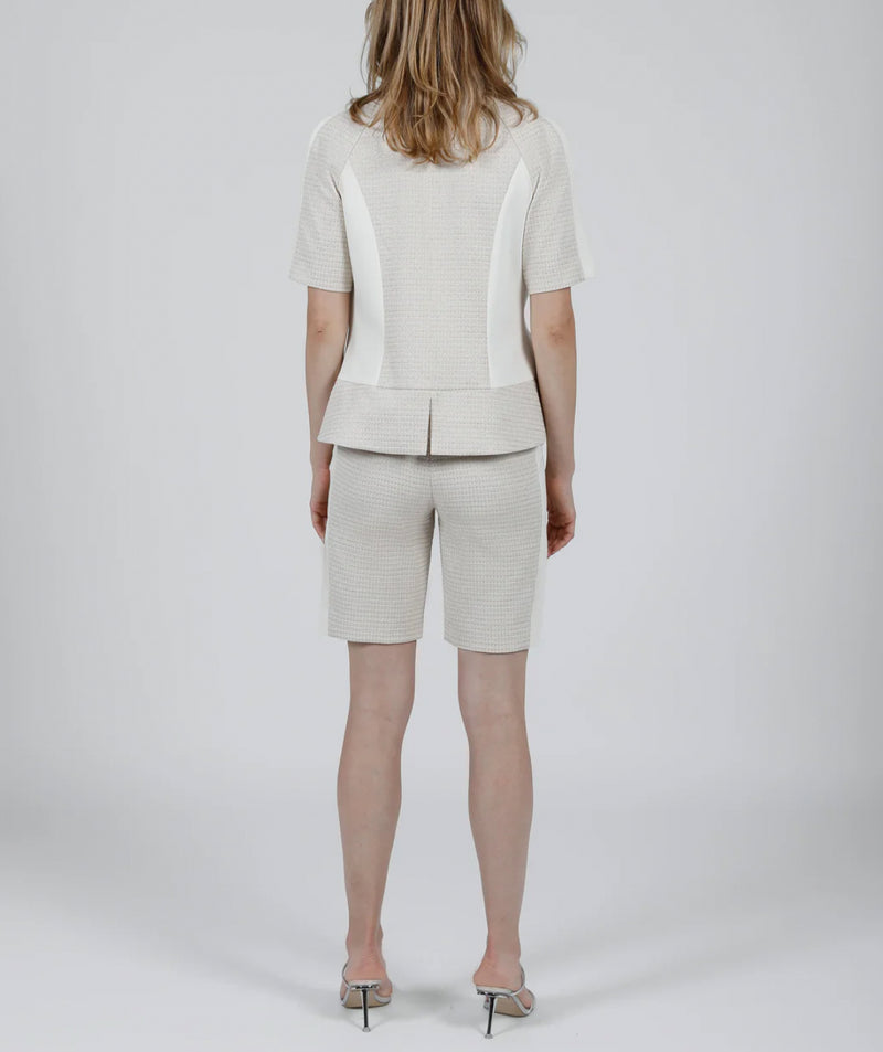 Hilton Hollis Mini Houndstooth Shorts - Beige/Silver