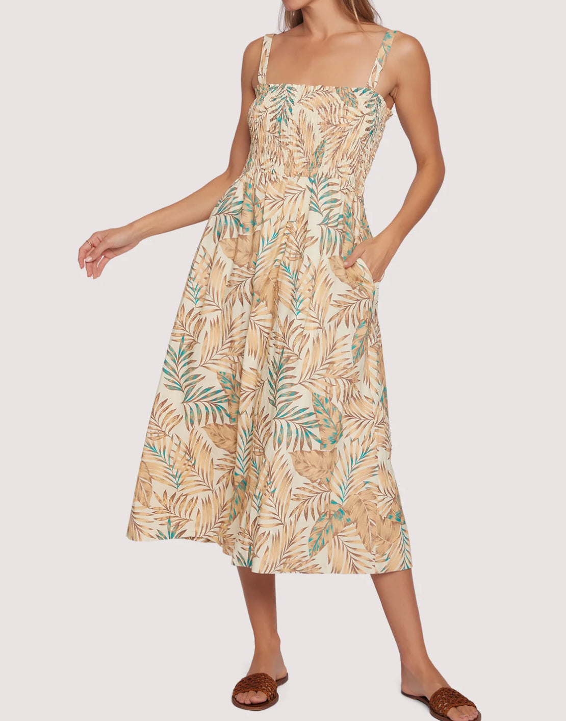 Lost + Wander Anafi Palm Midi Dress