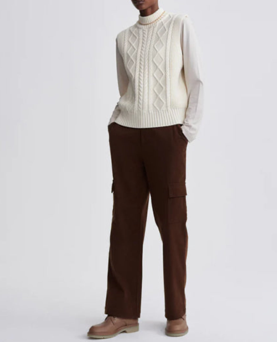 Varley Joilette Roll Neck Vest - Egret