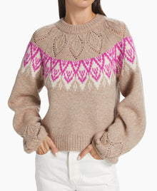 dh New York Hannah Pointelle Fair Isle-Inspired Sweater