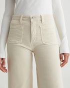 AG Jeans Kassie Corduroy High Rise Wide Leg Crop- Sulfur Cream Froth