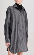 Enza Costa Charcoal Pinstripe Shirt Dress