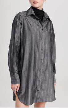 Enza Costa Charcoal Pinstripe Shirt Dress