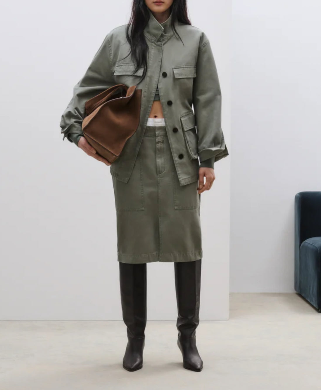 Closed Utility Skirt - Faded Green