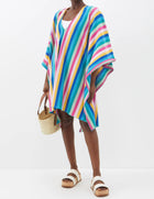 La DoubleJ Costiera Striped Cotton Blend Mini Kaftan