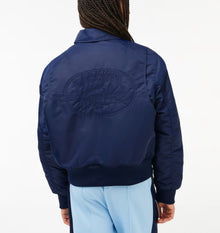 Lacoste Oversized Embroidered Logo Bomber Jacket - Navy