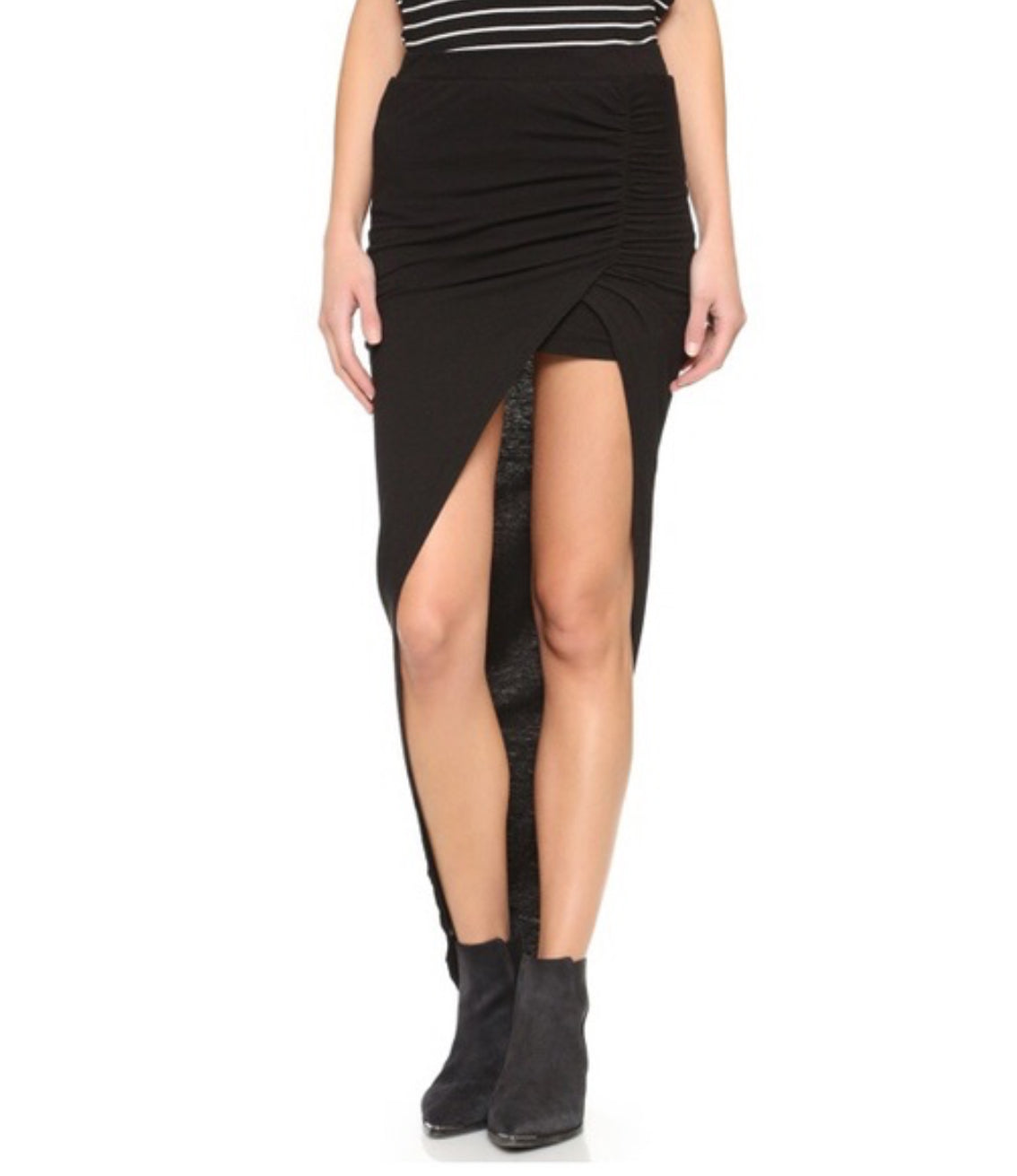 Pam & Gela Asymmetrical Slit Skirt - Black