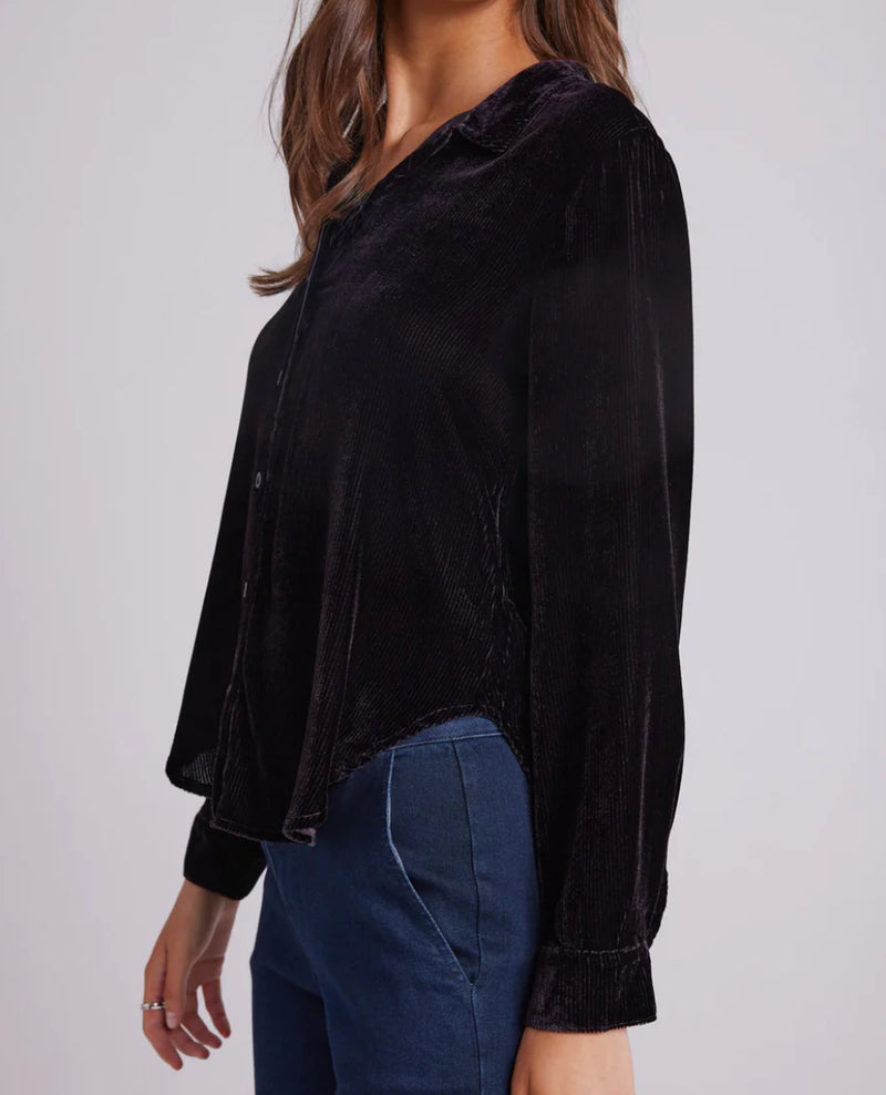 Bella Dahl Velvet Corduroy Long Sleeve Shirt - Black