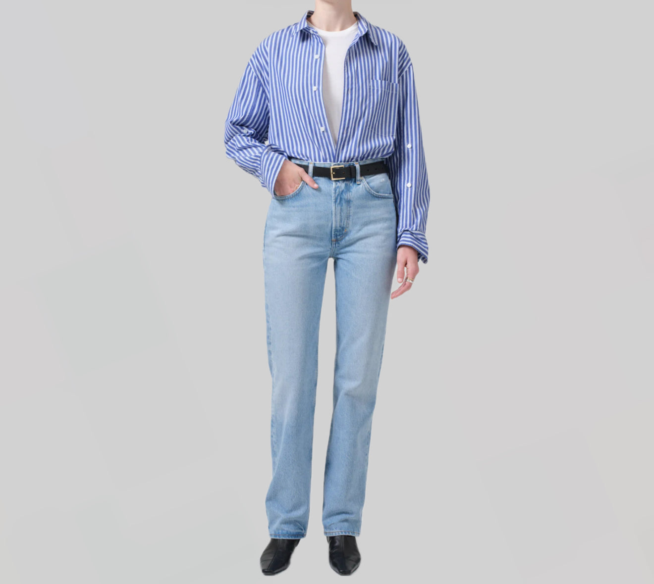 Citizens of Humanity Kayla Shirt - Navy Mesa Stripe