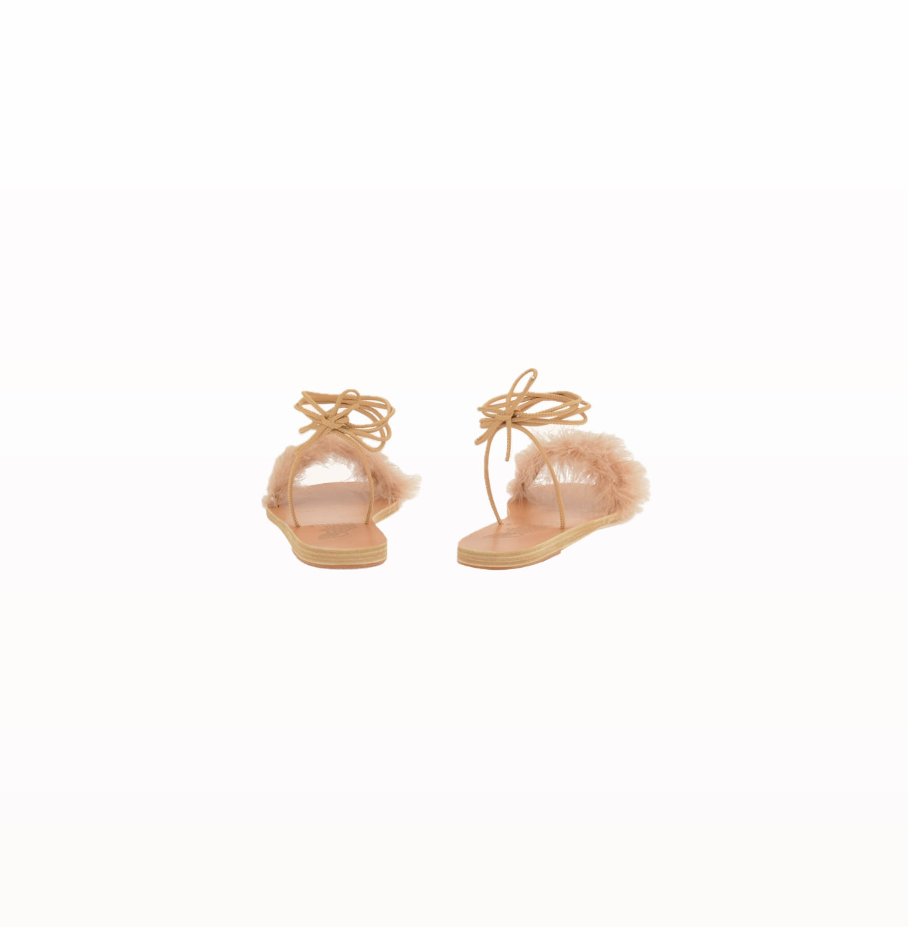 Ancient Greek Sandals Choros Marabu Feather Leather Sandal - Beige