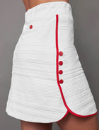 L'Etoile Side Snap Skort - White W/Red Trim