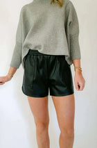 Joy Joy Faux Leather Shorts - Black