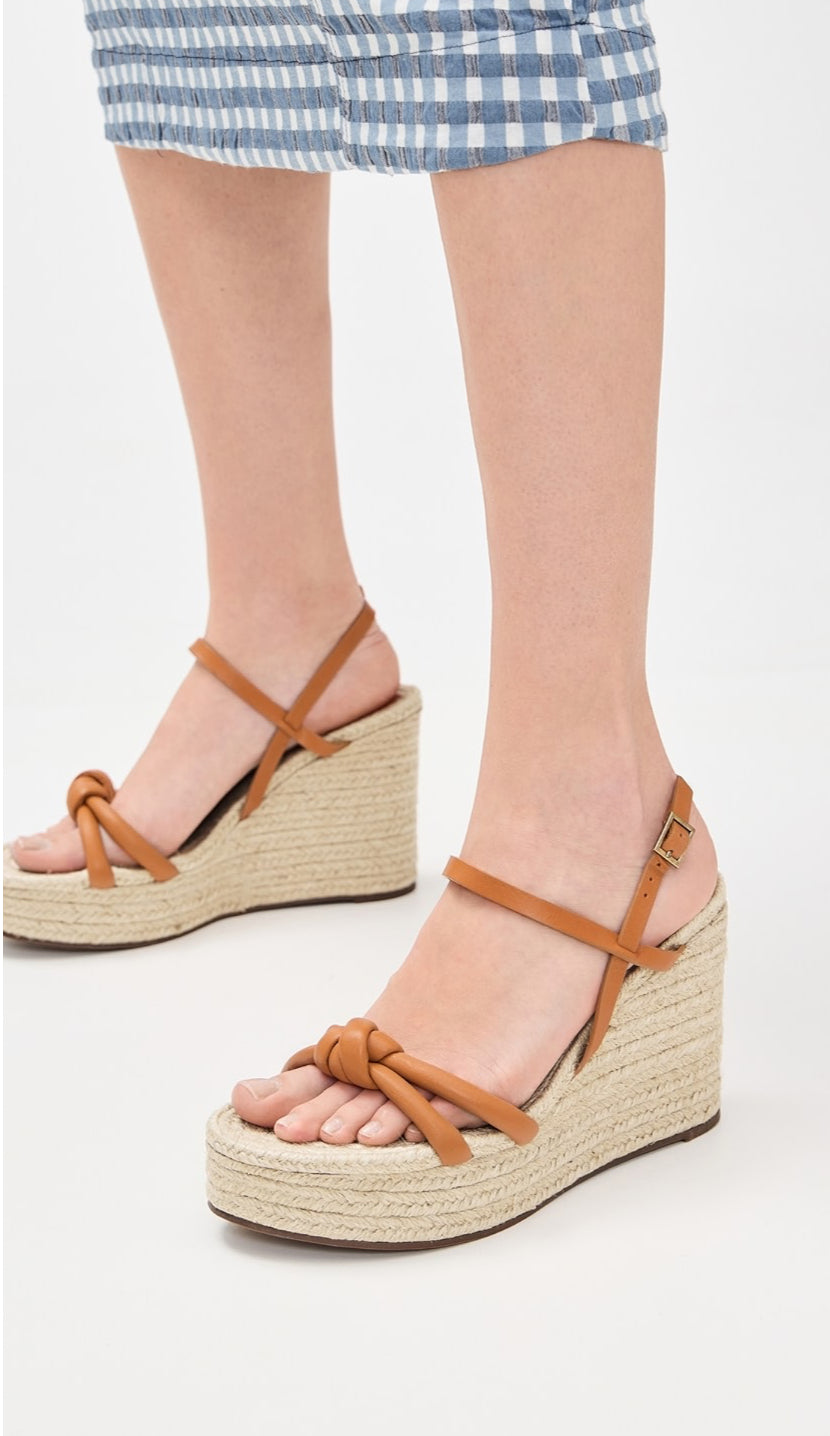 FARM Rio Knot Wedge Sandals - Camel