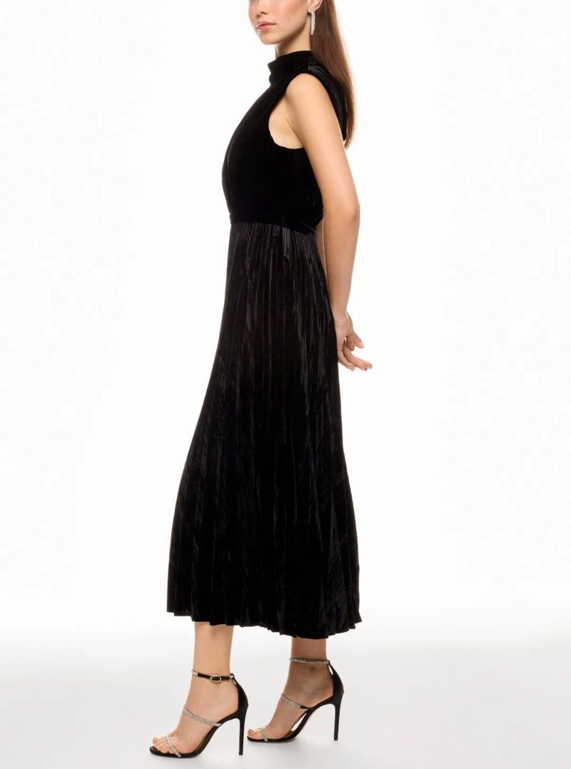 Saloni Fleur Velvet Dress - Liquid Black