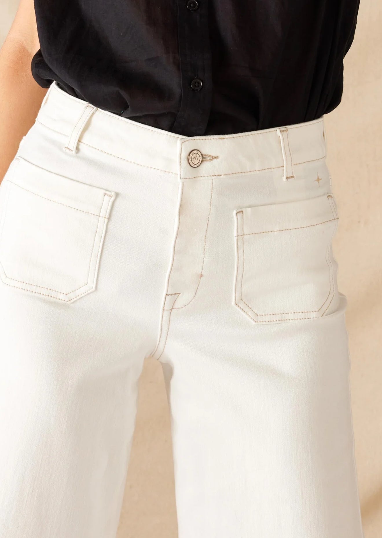 MERSEA Nomad Cropped Sailor Jean - White Sails