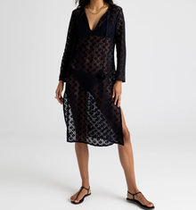 Echo Astrid Longline Lace Dress - Black