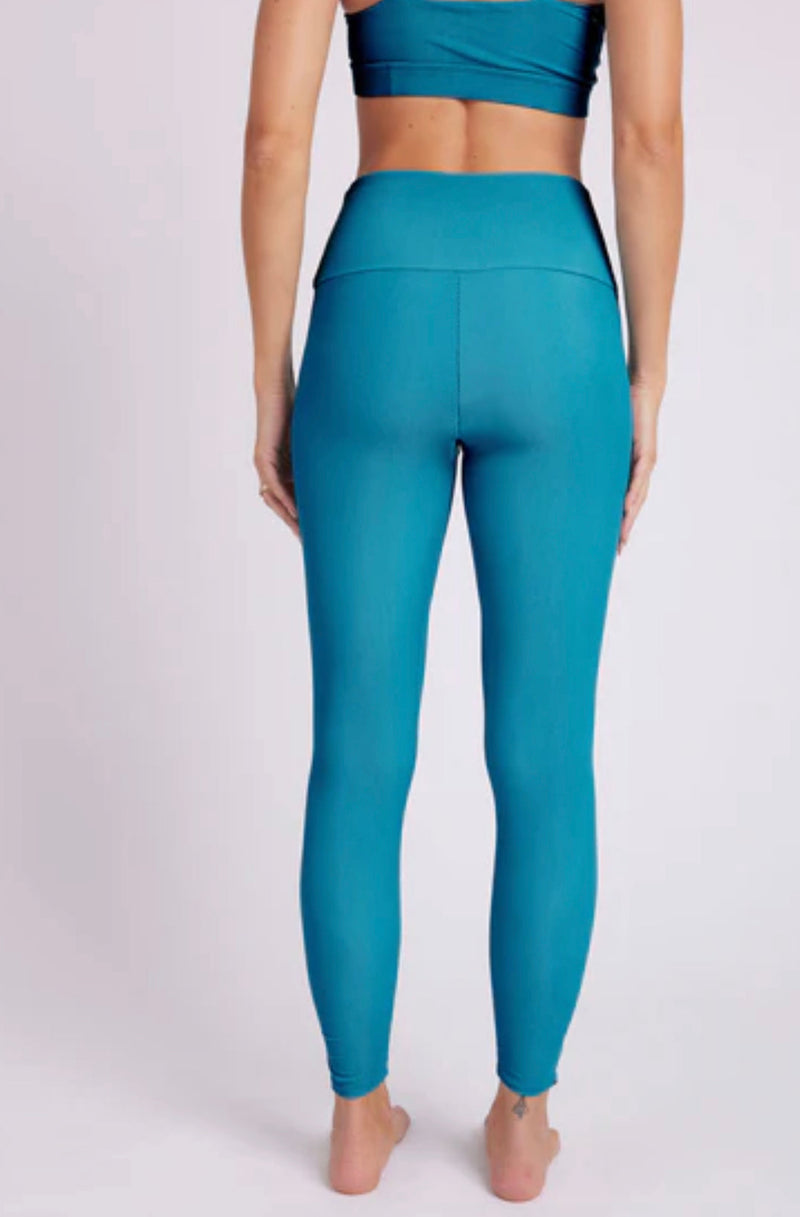 Onzie High Rise Rib Legging - Aquamarine