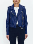 Pistola Tracy Cropped Moto Jacket - Electric Blue