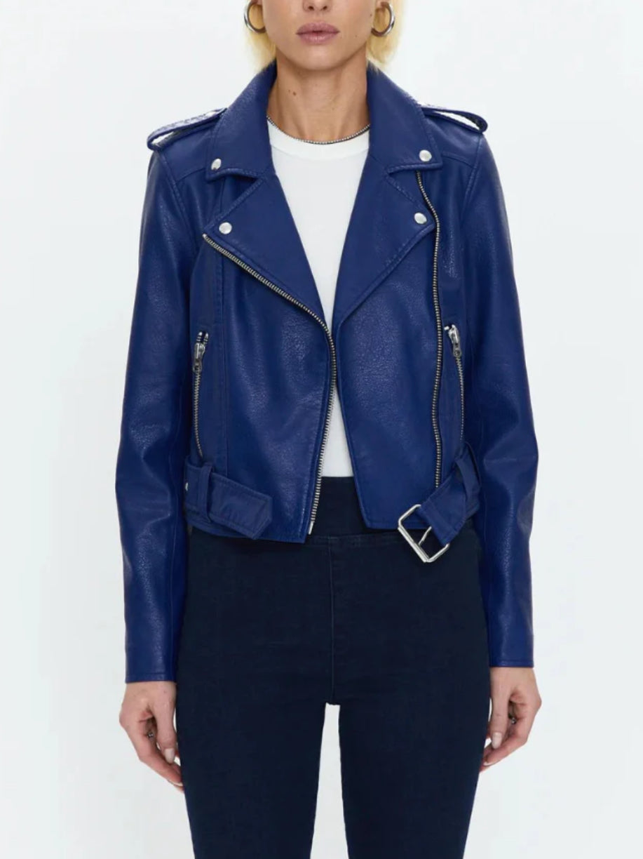 Pistola Tracy Cropped Moto Jacket - Electric Blue