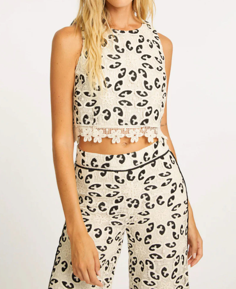 Caballero Isabelle Lace Top - Ivory/Black