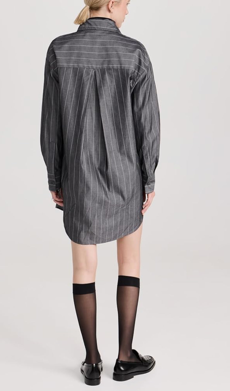 Enza Costa Charcoal Pinstripe Shirt Dress