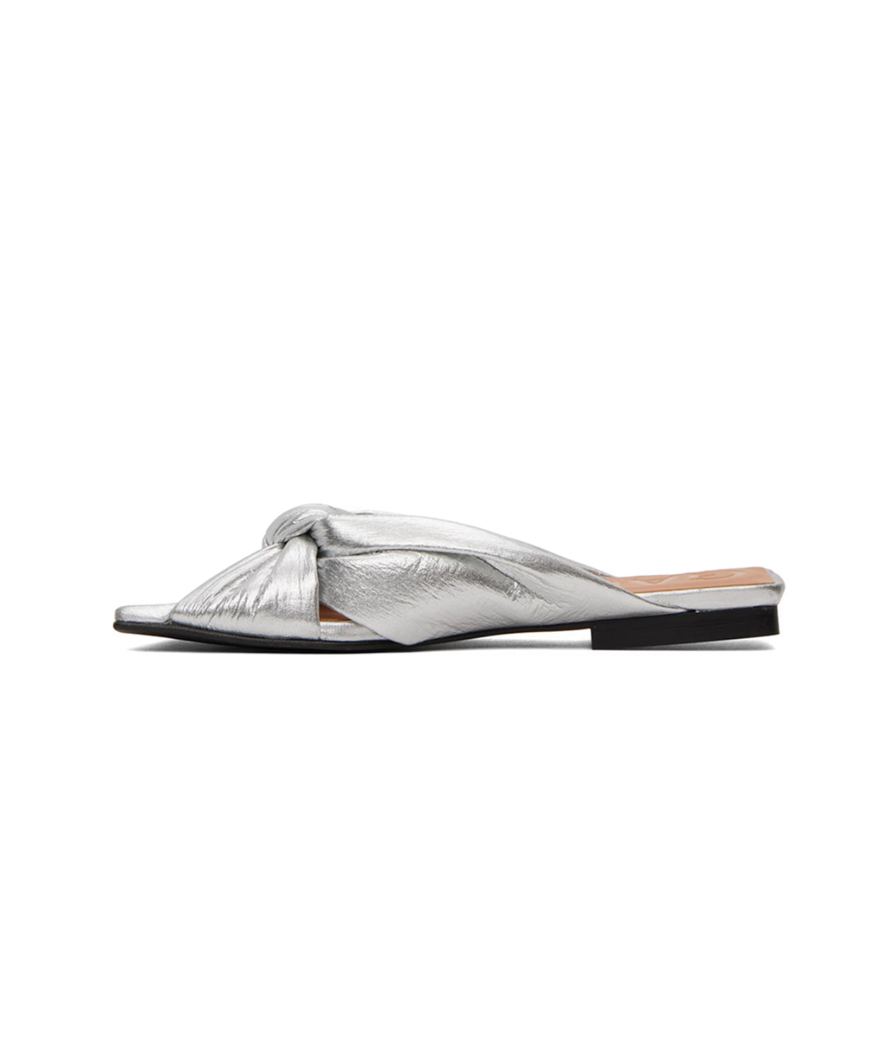 GANNI Soft Knot Flat Mule - Silver