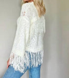 Six/Fifty Crochet Fringe Sweater - Ivory