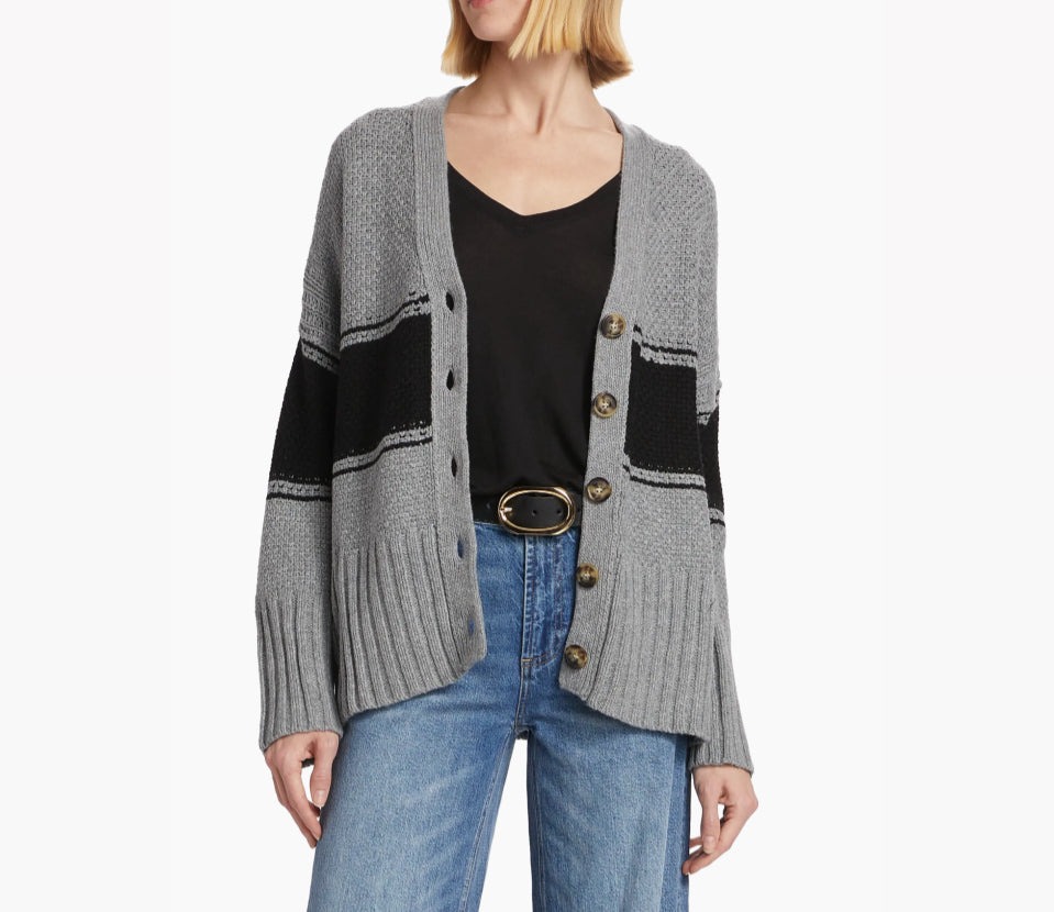 ATM Striped Oversized Cardigan - Cloud Grey