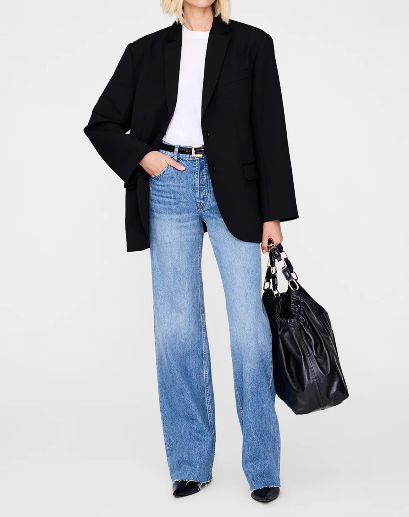 Anine Bing Quinn Midweight Blazer - Black