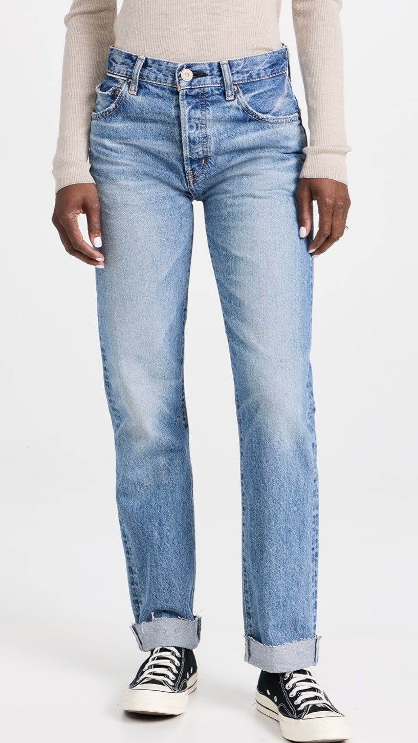 Moussy Vintage Seagraves Straight Leg Jeans - Light Blue