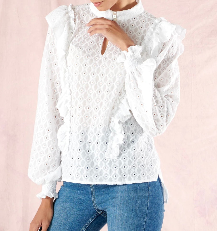 Neve & Noor Milly Ruffle Shirt - Diamond Lace