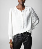 Zadig & Voltaire Teck Satin Raye Blouse - Off White