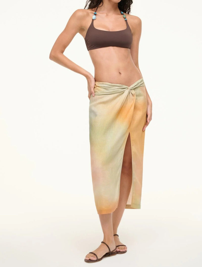 STAUD Porto Linen Skirt - Pastel Clouds