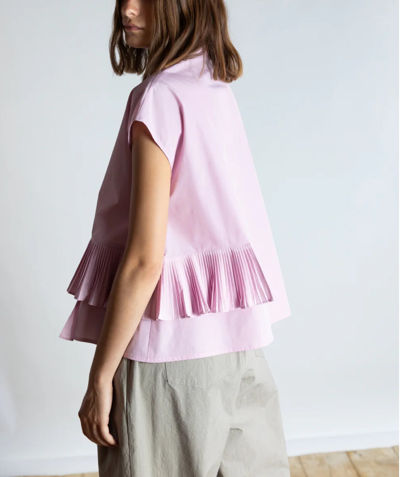 Psophía Taffeta Sculpted Ruffle Top - Lilac
