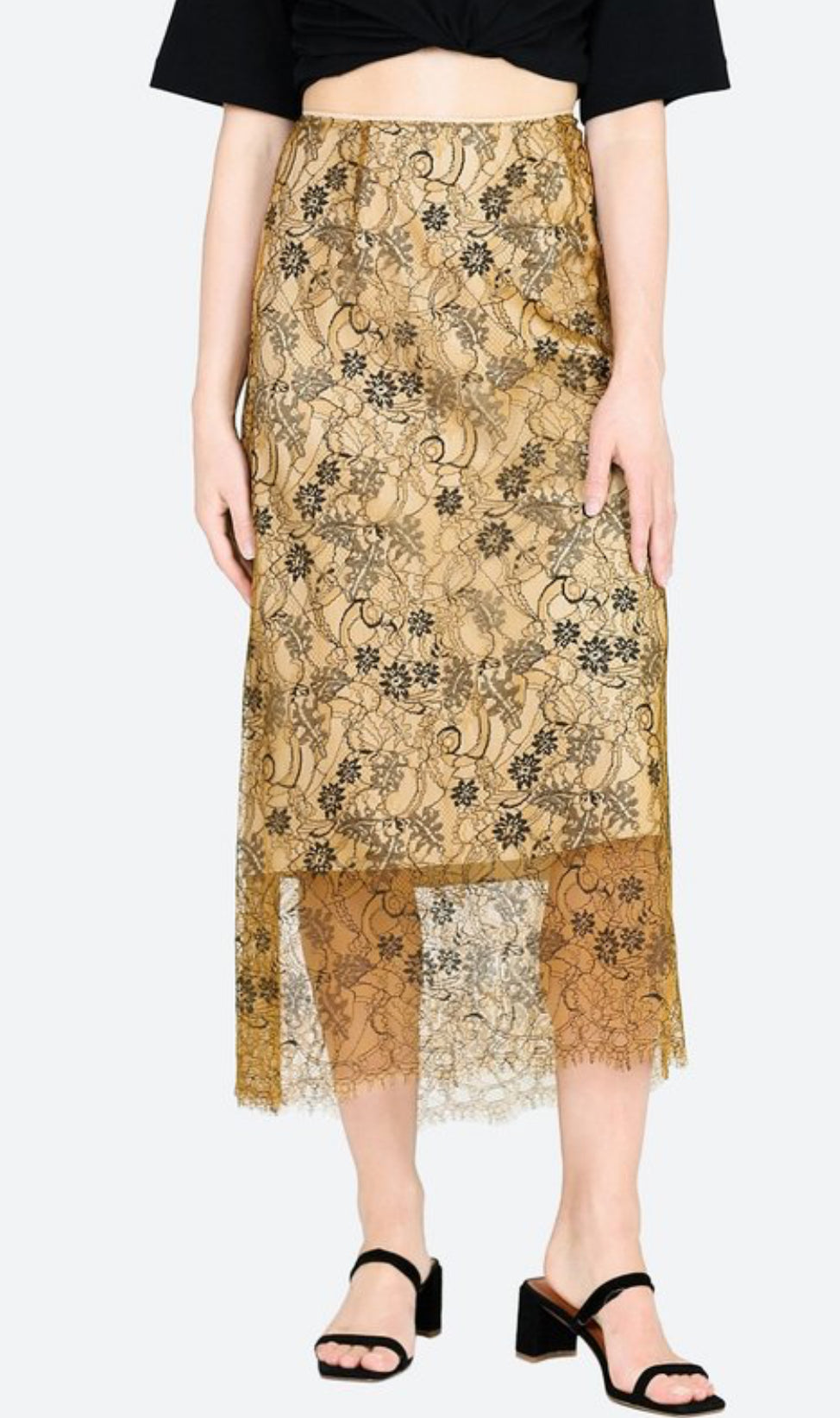 Vince Lace Slip Skirt - Bronze