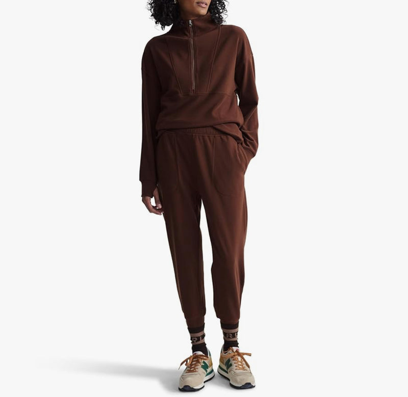 Varley Brushed Rib Slim Cuff Pant 25" - Dark Walnut